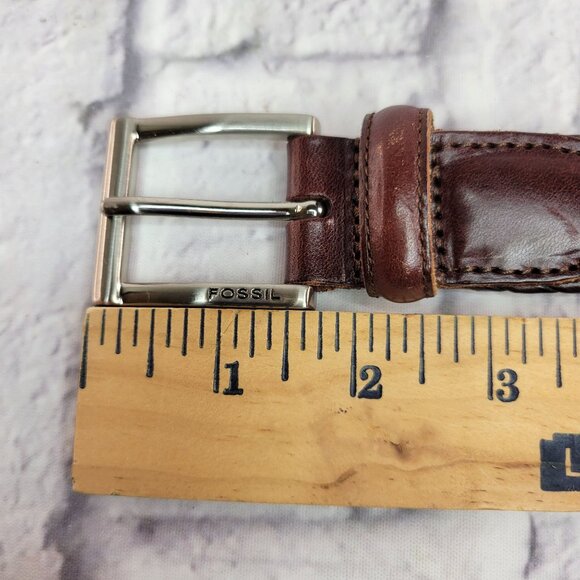 Vintage Fossil Braided Leather Belt Sz 44 Brown With Silver Tone Buckle Mint - Picture 9 of 13
